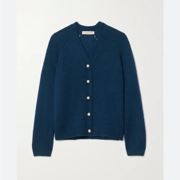 Beautiful Alexa Chung Karlin Cashmere Silk Blend Cardigan Pearl Buttons Small - Picture 1 of 14